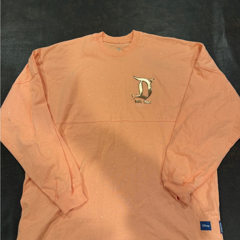 Disneyland Spirit Jersey Orange/Peach Gold Glitter NWOT M